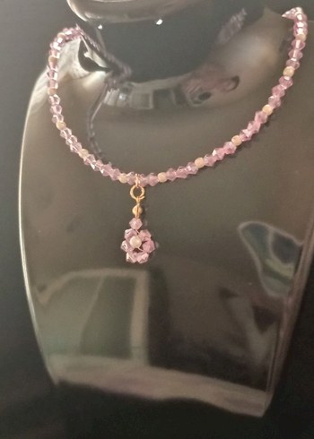 Pembe Mini Boncuklu Çiçekli Bohem Kolye