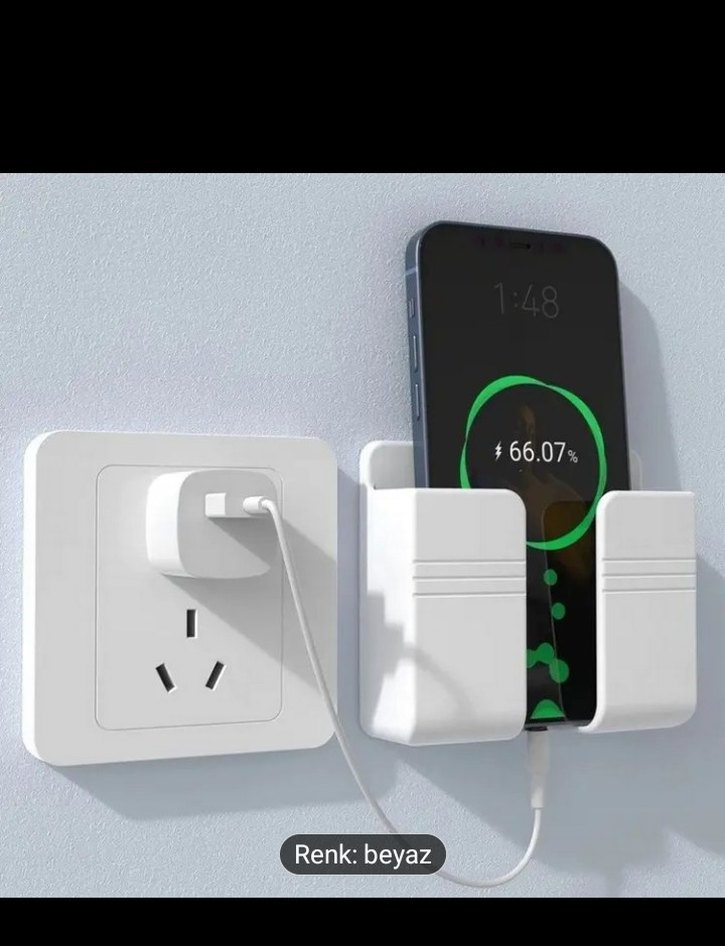 Beyaz Telefon Tutucu Yapışkanlı - Görsel 2