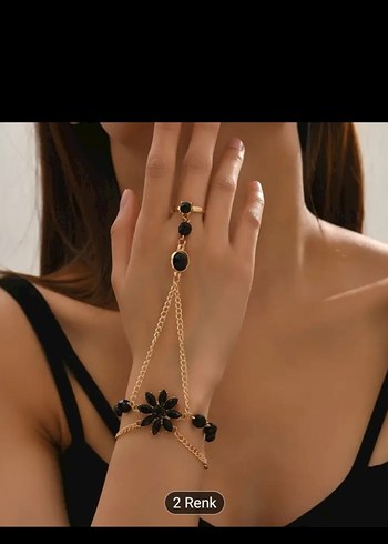 Siyah Zincir Detaylı Bohem Kadın El Zinciri - Görsel 3
