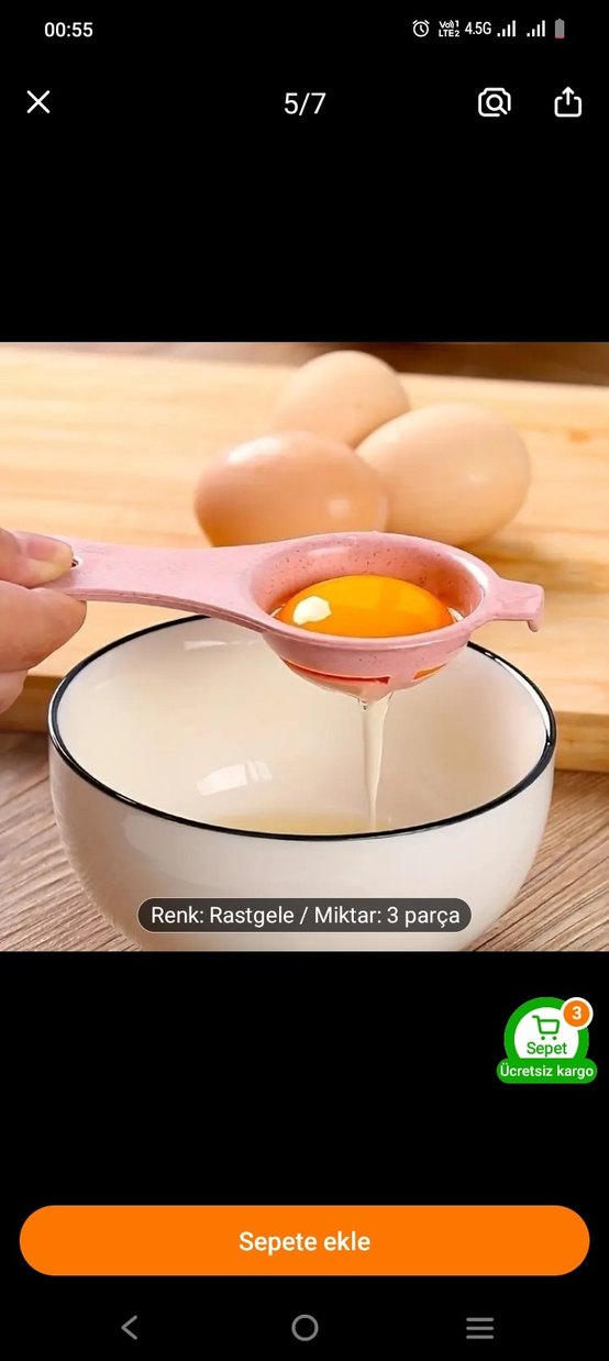 Pembe Pastel Plastik Yumurta Sarısı Ayırıcı - Görsel 2