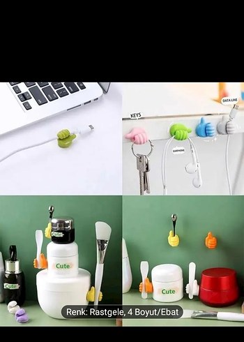 Renkli Velcro Kablo ve Anahtar Tutucu 4pcs - Görsel 4