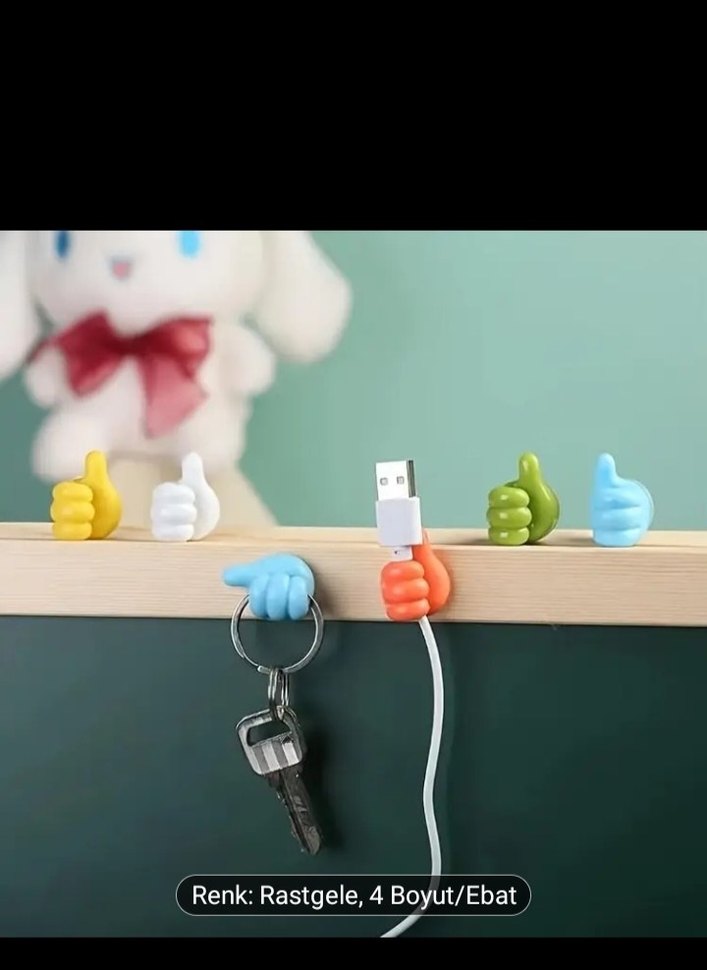 Renkli Velcro Kablo ve Anahtar Tutucu 4pcs - Görsel 2