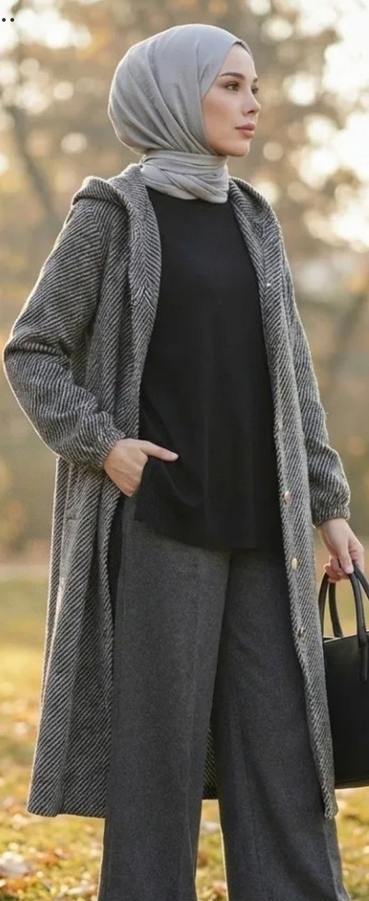 Kapüşonlu Düğmeli Kaşe Kap - Görsel 2