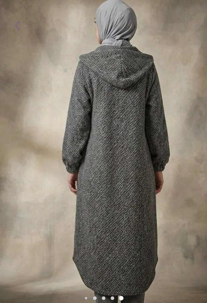 Kapüşonlu Düğmeli Kaşe Kap - Görsel 4