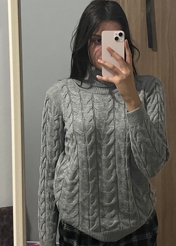 Gri kadın Triko Kazak boğazlı - Trendyol - Görsel 3