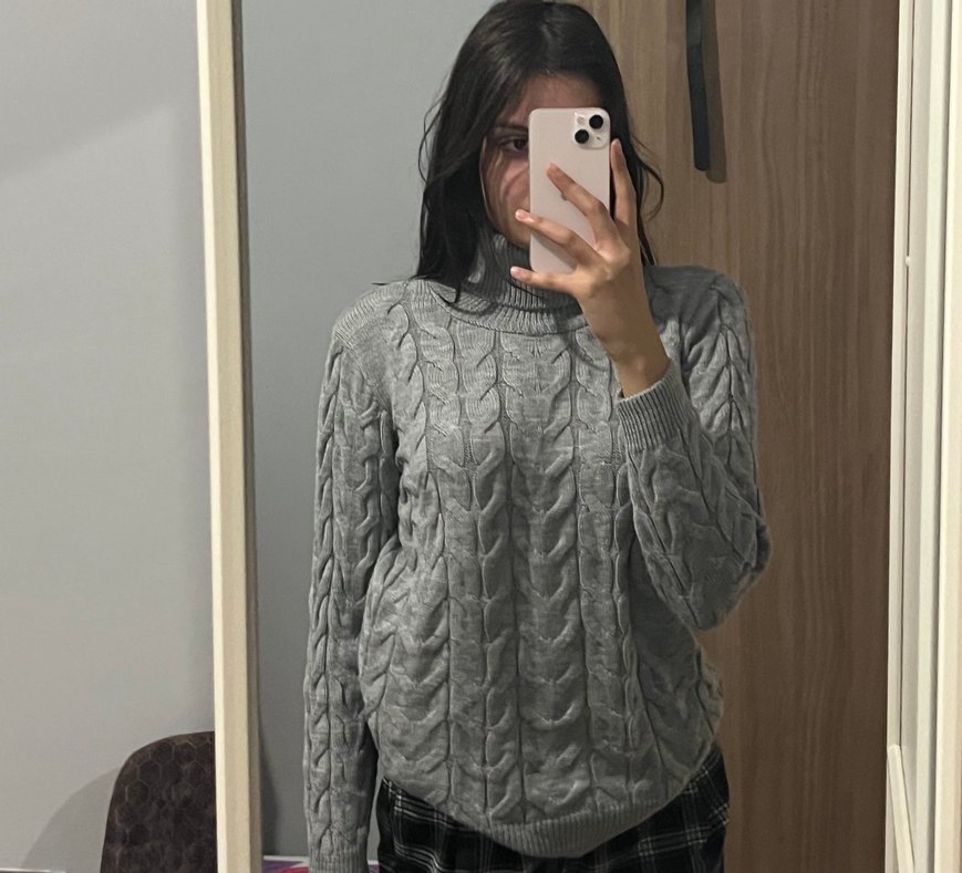 Gri kadın Triko Kazak boğazlı - Trendyol - Görsel 3