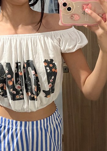 Beyaz Straplez Pamuklu Bluz - Görsel 2