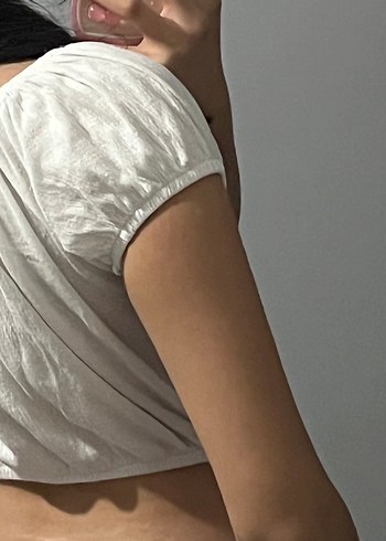 Beyaz Straplez Pamuklu Bluz - Görsel 4