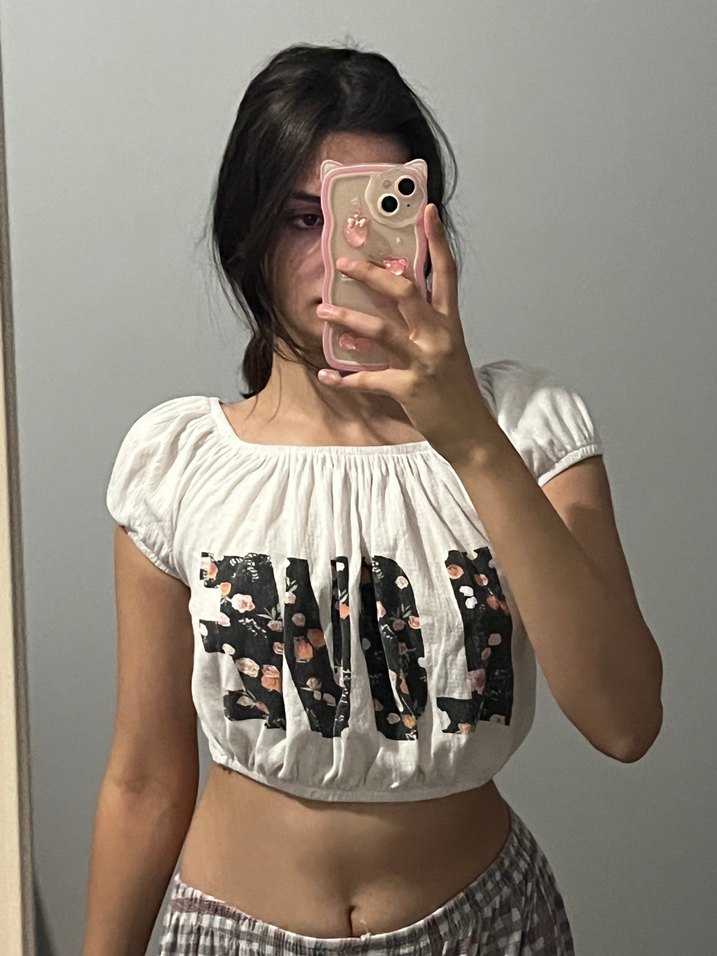 Beyaz Straplez Pamuklu Bluz - Görsel 3