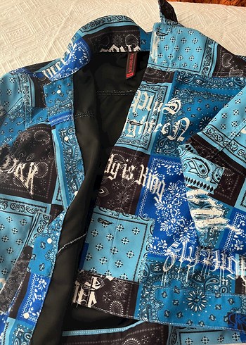 Düğmeli Desenli Mavi Erkek  Ceket - Görsel 3