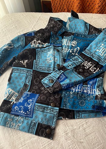 Düğmeli Desenli Mavi Erkek  Ceket - Görsel 2