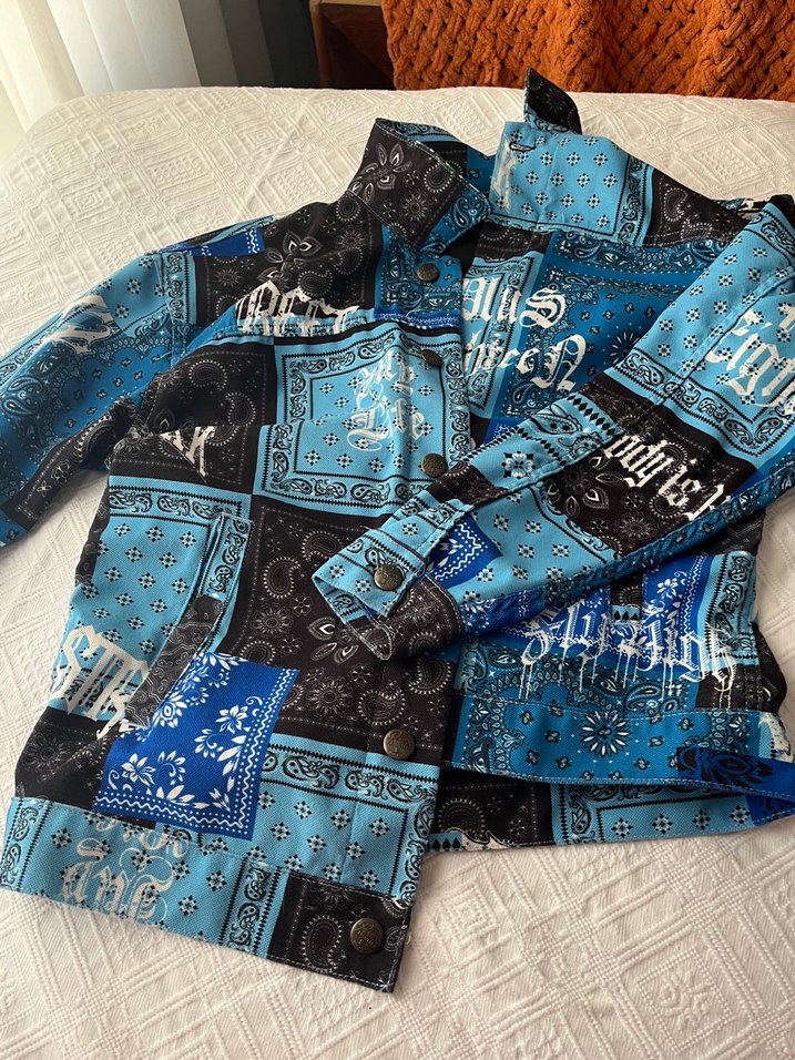 Düğmeli Desenli Mavi Erkek  Ceket - Görsel 2