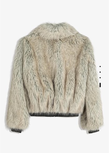 Kadın Gri Suni Kürk fermuarlı Ceket - Görsel 2