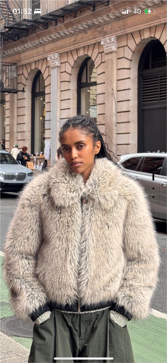 Kadın Gri Suni Kürk fermuarlı Ceket - Görsel 4