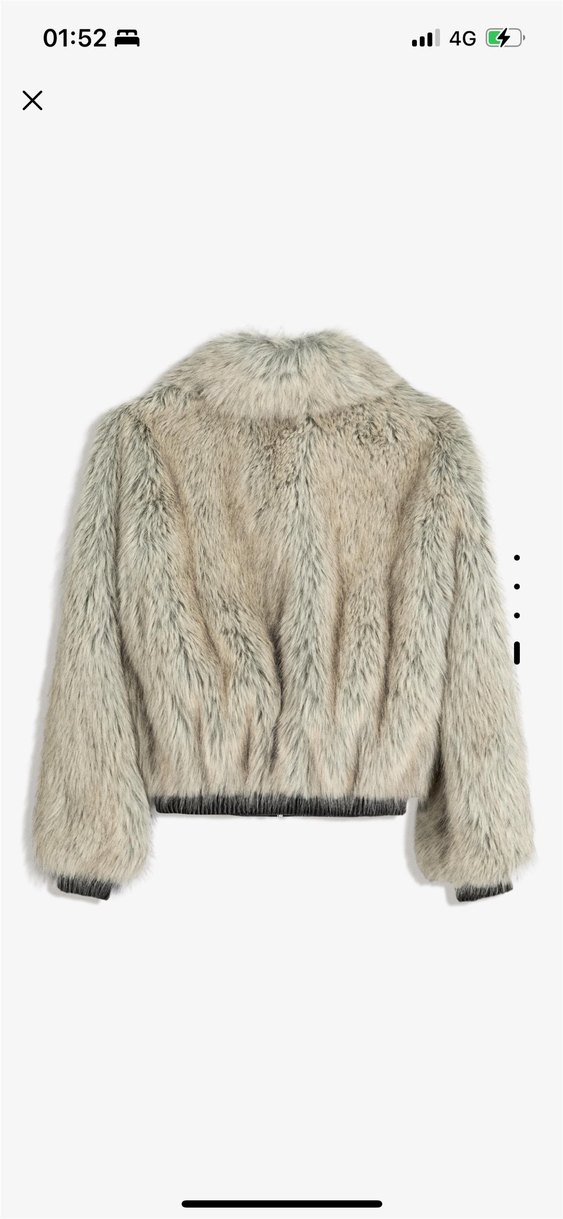 Kadın Gri Suni Kürk fermuarlı Ceket - Görsel 2