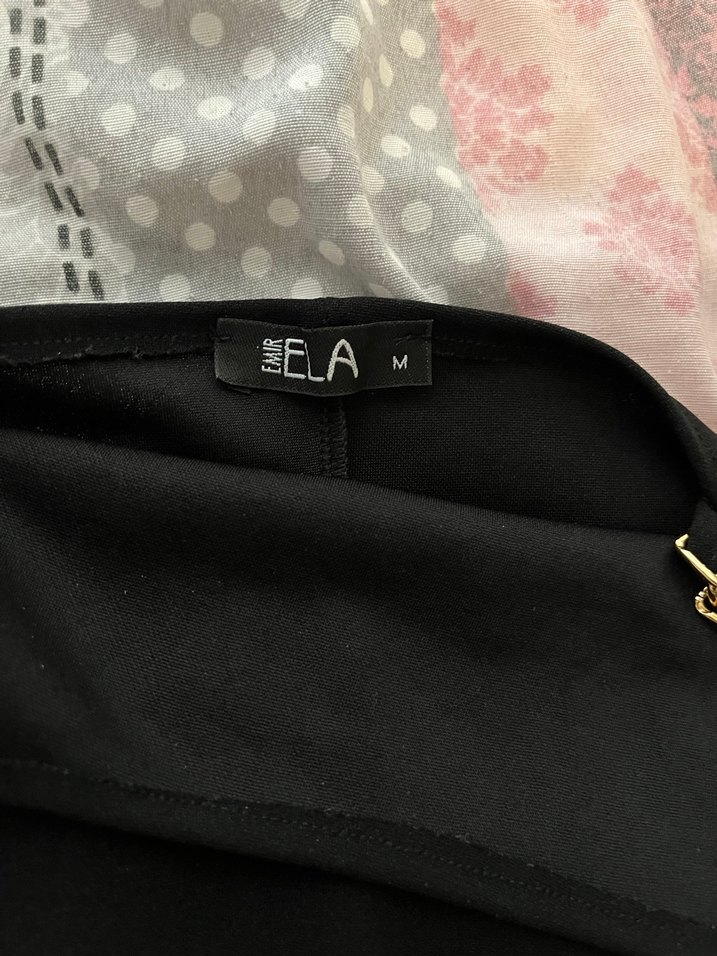 Siyah Minimalist Midi demir askılık Kısa Elbise - Görsel 3