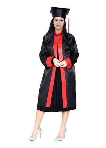 Siyah Kırmızı Uzun Mezuniyet Elbisesi - Görsel 2