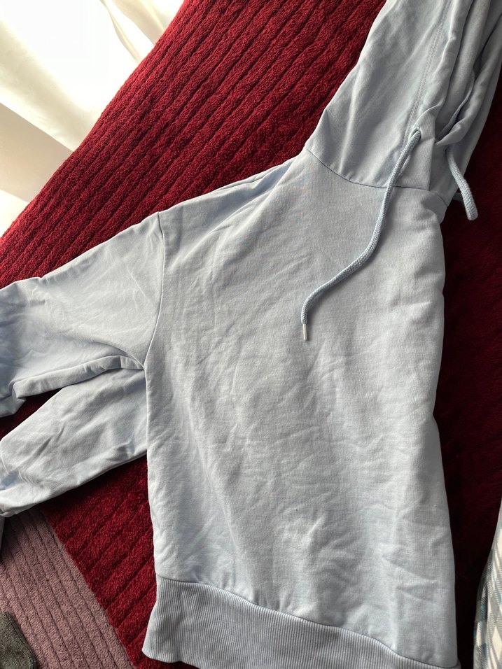 Bebek mavisi Kapüşonlu Salaş Kadın Sweatshirt - Görsel 2