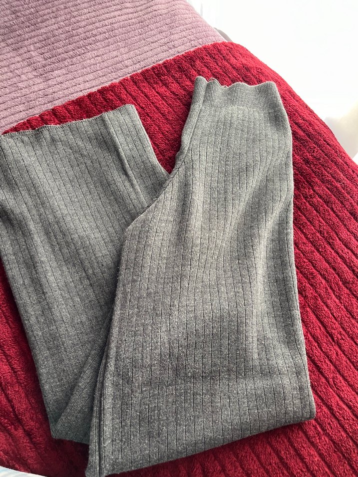 Gri Örgü Kadın Balıkçı Yaka Kazak pantolon triko alt üst takım - Görsel 3