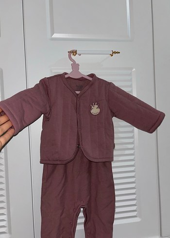 3lü Bebek Kız Tulumu Düğmeli Ceketli - Görsel 3