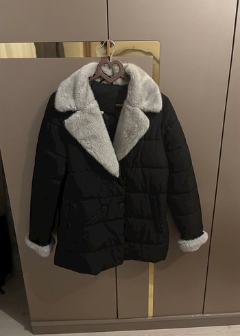 Gri Kürklü Kadın Kışlık Mont - Görsel 3