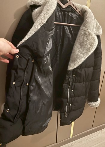 Gri Kürklü Kadın Kışlık Mont - Görsel 5