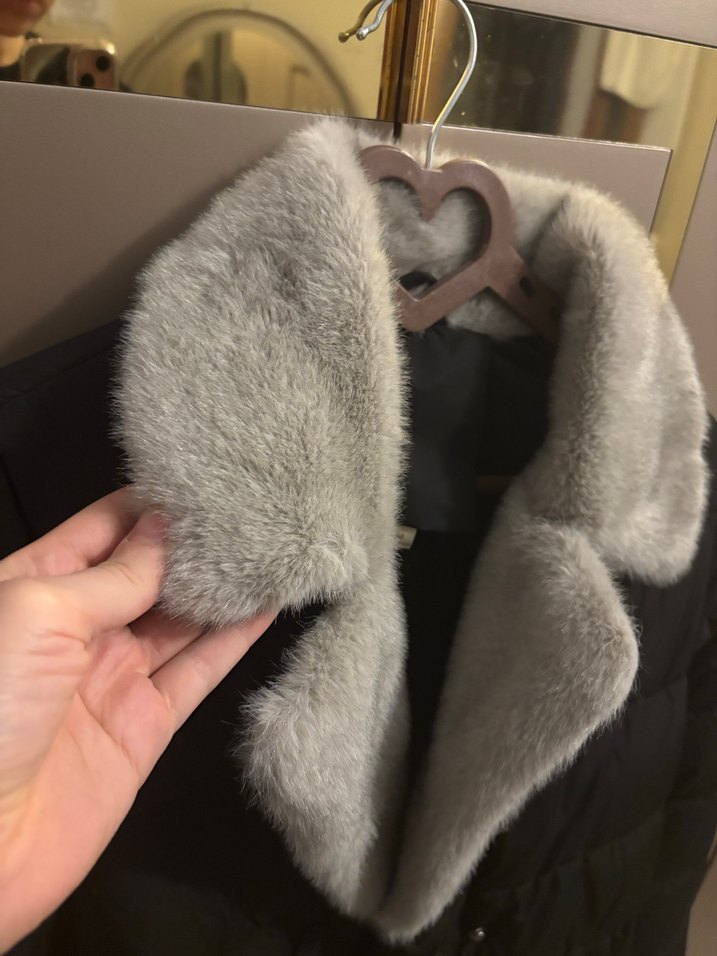 Gri Kürklü Kadın Kışlık Mont - Görsel 2