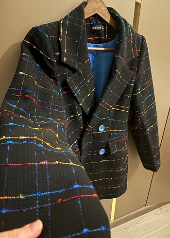 Çok Renkli Düğmeli Kadın Blazer Ceket - Görsel 4