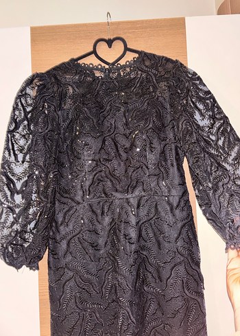 Siyah Dantel Uzun Kollu Kadın Abiye Elbise - Görsel 5