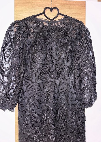 Siyah Dantel Uzun Kollu Kadın Abiye Elbise - Görsel 4