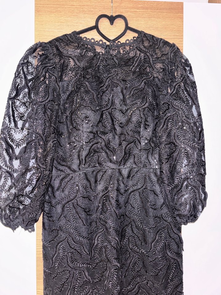 Siyah Dantel Uzun Kollu Kadın Abiye Elbise - Görsel 4