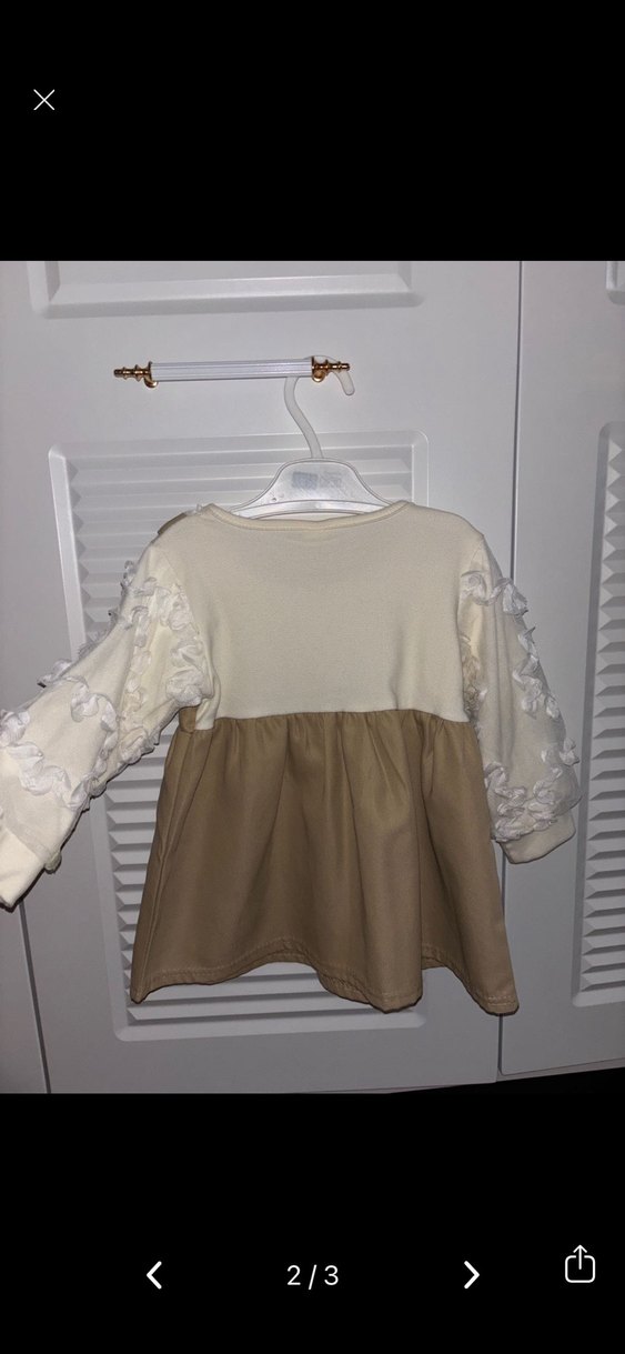 Kız Çocuk Krem Renk Fırfırlı Elbise - Görsel 2