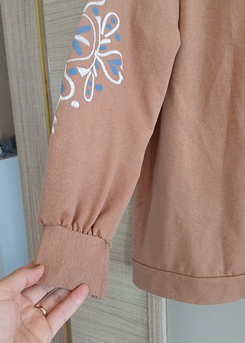 Diğer Nakışlı Bej Midi Bohem Tunik S/M