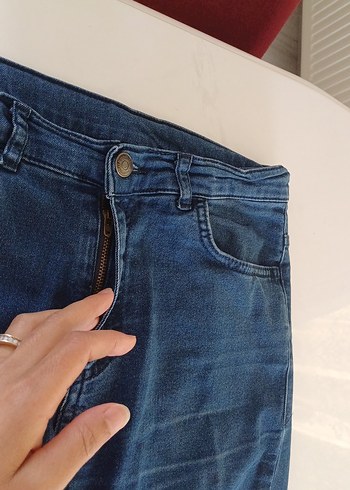 12-13 Yaş Beden mavi erkek Bol Kesim Denim Pantolon