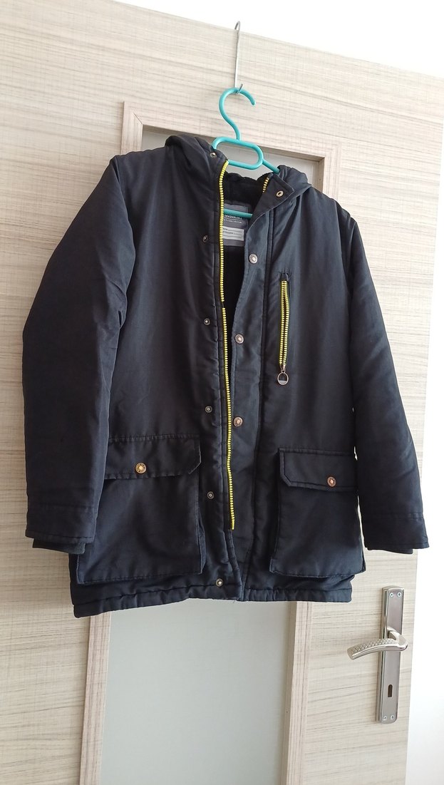 Düğmeli Erkek Çocuk siyah Street Wear Kaban - Görsel 2