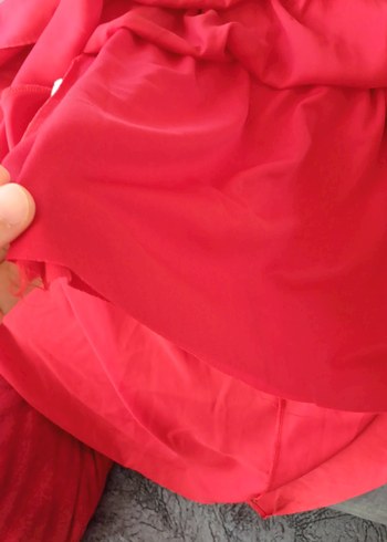 Kırmızı Midi Drapeli İnce Askılı Elbise - Görsel 8