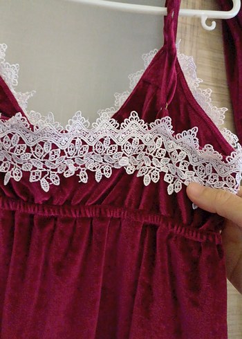 Bordo Nakışlı Kadın Pijama Takımı - Görsel 13