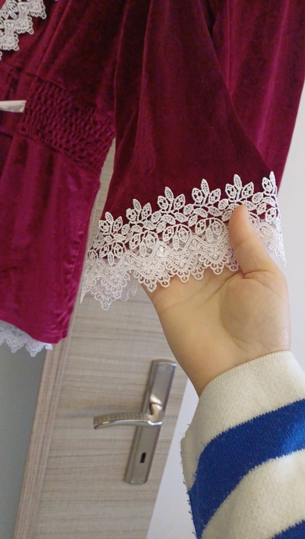 Bordo Nakışlı Kadın Pijama Takımı - Görsel 3