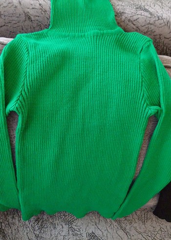 Kadın Yeşil Boğazlı Triko Kazak - Görsel 7