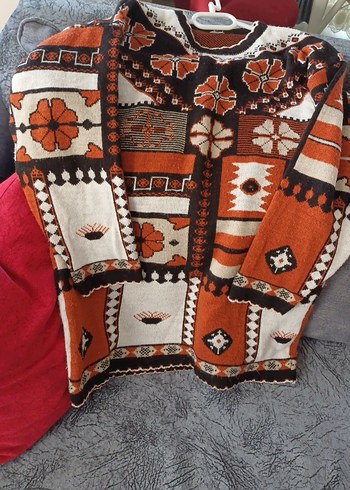 Bohem Çok Renkli Örgü Kadın Kazak - Görsel 7