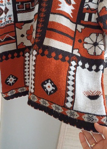 Bohem Çok Renkli Örgü Kadın Kazak - Görsel 3