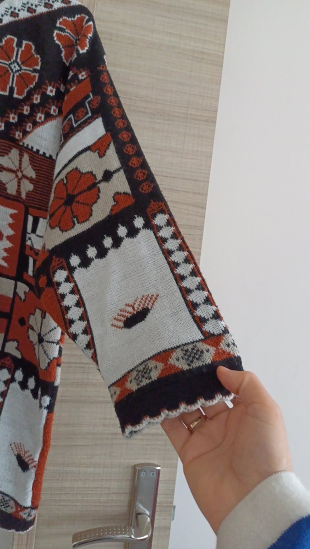 Bohem Çok Renkli Örgü Kadın Kazak - Görsel 2