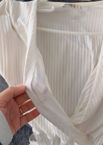 Beyaz Piliseli Uzun Keten Elbise - Görsel 10