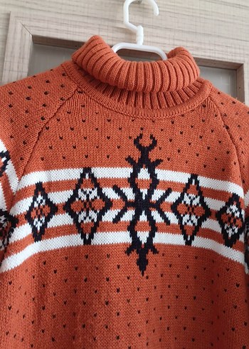 Bohem Tarz Renkli Boğazlı Örgü Kadın Kazak - Görsel 4