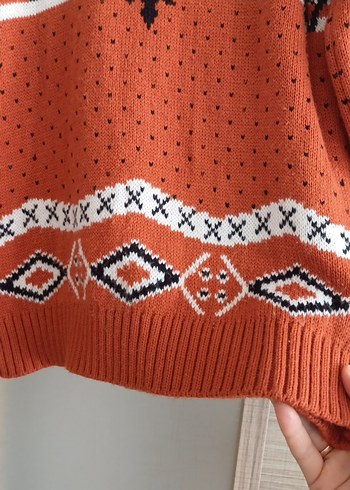 Bohem Tarz Renkli Boğazlı Örgü Kadın Kazak - Görsel 3