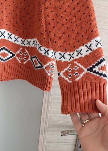 Bohem Tarz Renkli Boğazlı Örgü Kadın Kazak - Görsel 2