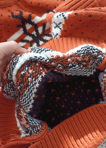 Bohem Tarz Renkli Boğazlı Örgü Kadın Kazak - Görsel 9