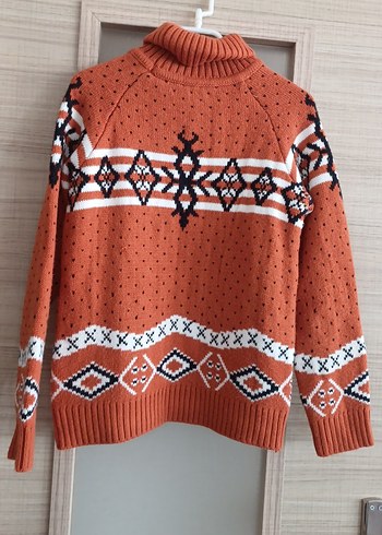 Bohem Tarz Renkli Boğazlı Örgü Kadın Kazak - Görsel 5