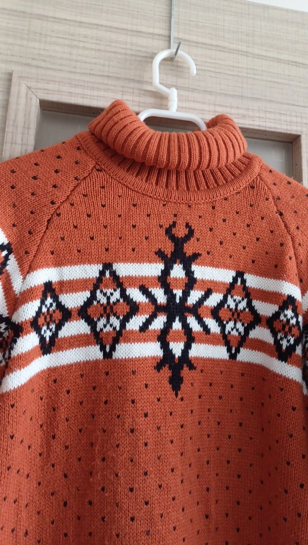 Bohem Tarz Renkli Boğazlı Örgü Kadın Kazak - Görsel 4