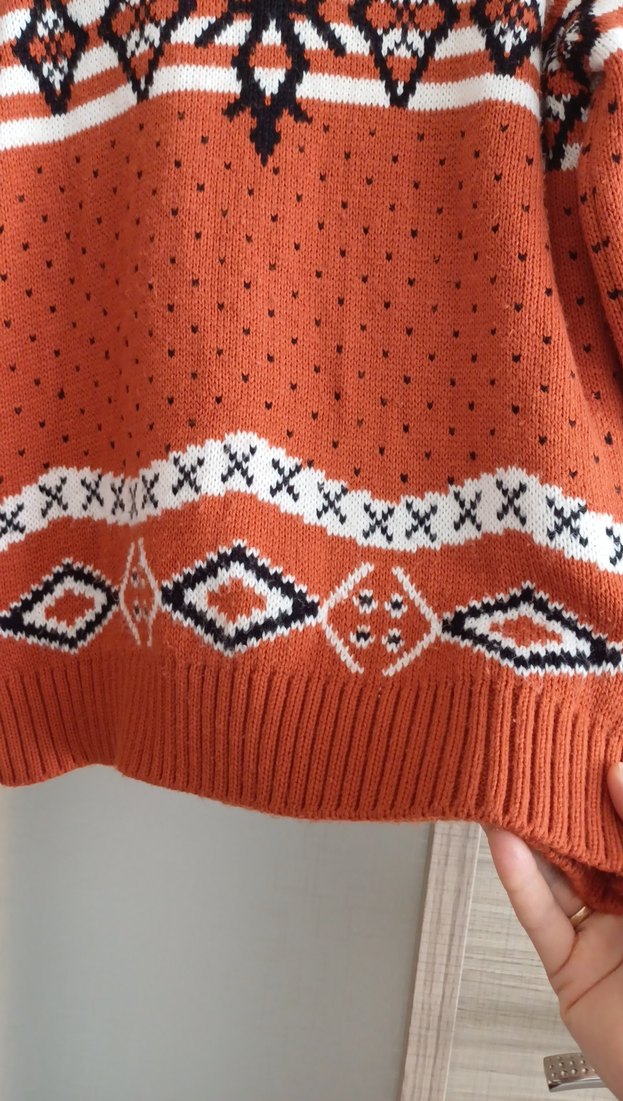 Bohem Tarz Renkli Boğazlı Örgü Kadın Kazak - Görsel 3